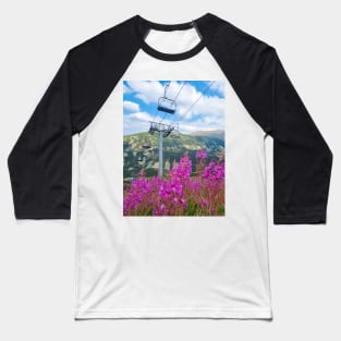 Mountain Ski Lift Baseball T-Shirt